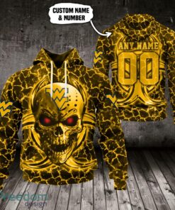 West Virginia Mountaineers 3D Skull Design 3D T-Shirt Sweatshirt Hoodie Custom Name And Number