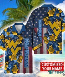 West Virginia Mountaineers Custom name USA Flag 4th July Independence Day Hawaiian Shirt