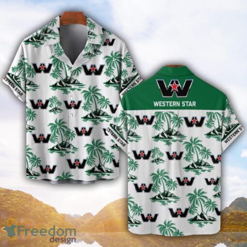 Western Star Green Coconut Pattern Combo 3D Hawaiian Shirt And Shorts Product Photo 1