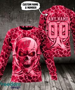 Wisconsin Badgers 3D Skull Design 3D T-Shirt Sweatshirt Hoodie Custom Name And Number Product Photo 2