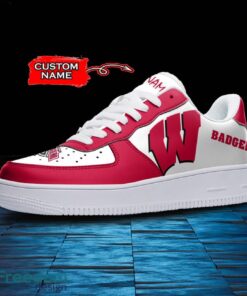 Wisconsin Badgers NCAA AF1 Personalized Name Sneakers Air Force Shoes For Fans Product Photo 2