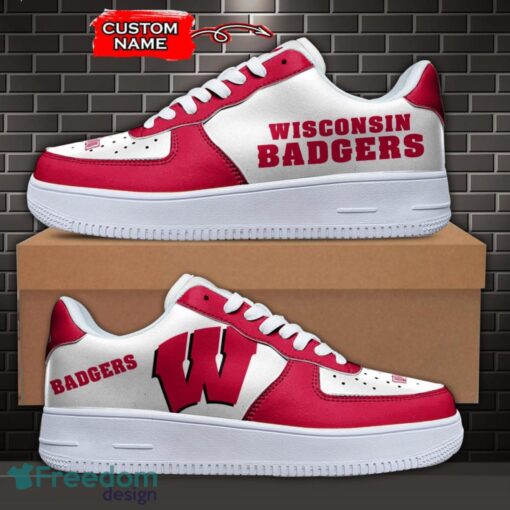 Wisconsin Badgers NCAA AF1 Personalized Name Sneakers Air Force Shoes For Fans Product Photo 1