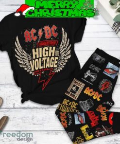 ACDC Thunderstruck High Voltage Back In Black Fleece Pajamas Set Men Women For Fans - ACDC Thunderstruck High Voltage Back In Black Fleece Pajamas Set-1