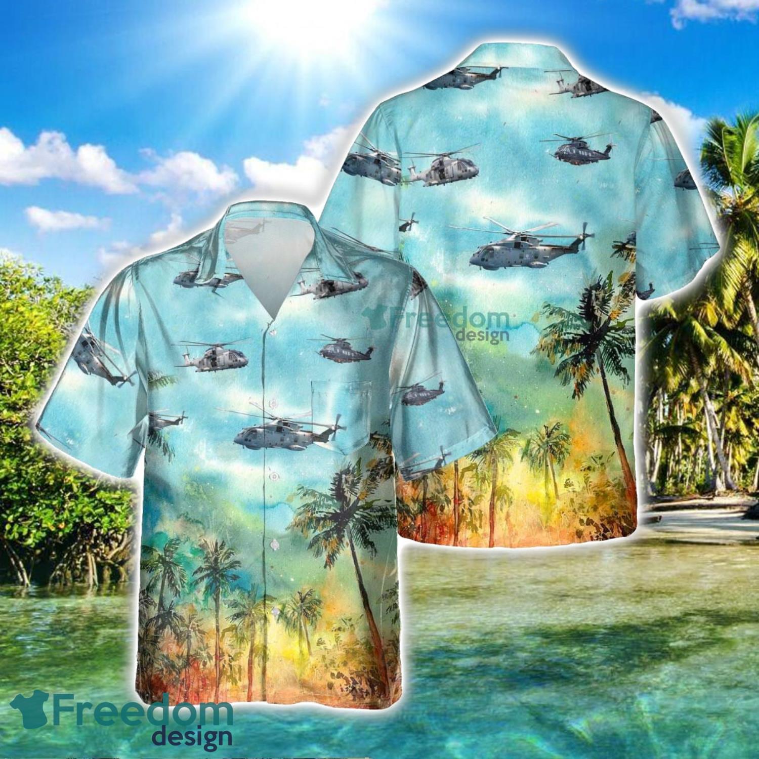 AgustaWestland AW101 Aircraft Summer Hawaiian Shirt Veteran Shirt For Men And Women image AgustaWestland AW101 Aircraft Summer Hawaiian Shirt Veteran Shirt For Men And Women Product Photo 2