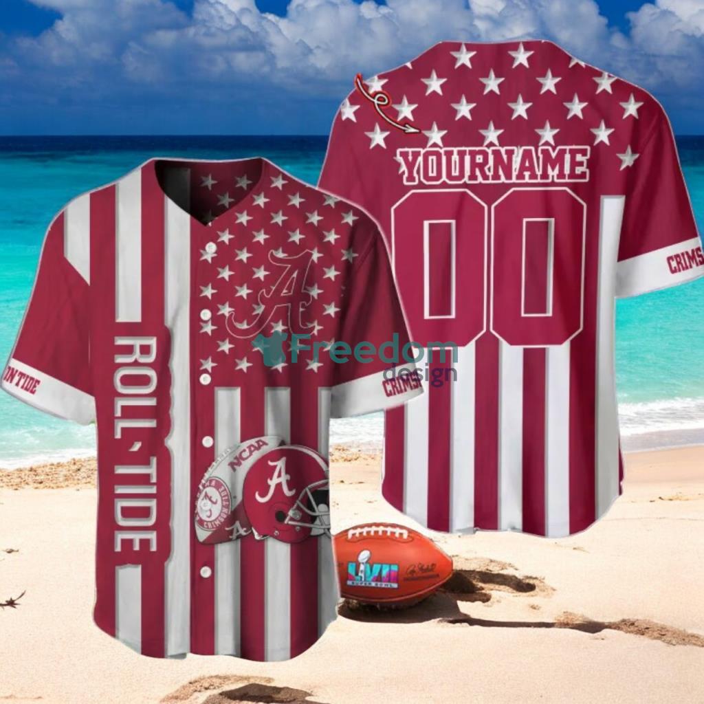 Alabama Crimson Tide Custom Name And Number Slogan Baseball Jersey Shirt image Alabama Crimson Tide Custom Name And Number Slogan Baseball Jersey Shirt Product Photo 1