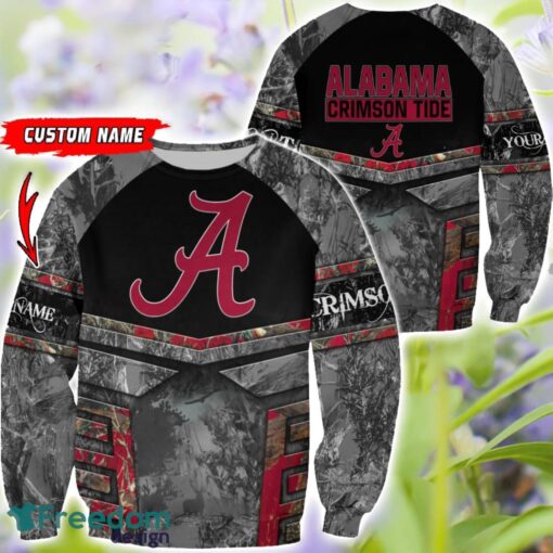 Alabama Crimson Tide Grey Black Hunting 3D T-Shirt Hoodie Sweatshirt Zip Hoodie Custom Name Product Photo 2