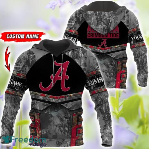 Alabama Crimson Tide Grey Black Hunting 3D T-Shirt Hoodie Sweatshirt Zip Hoodie Custom Name Product Photo 1