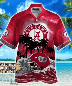 Alabama Crimson Tide NCAA Hawaiian Shirt Coconut Tree Waves Beach Hawaii Shirt Custom Name For Fans Product Photo 2