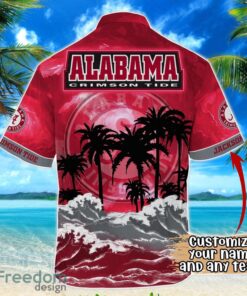 Alabama Crimson Tide NCAA Hawaiian Shirt Coconut Tree Waves Beach Hawaii Shirt Custom Name For Fans Product Photo 3