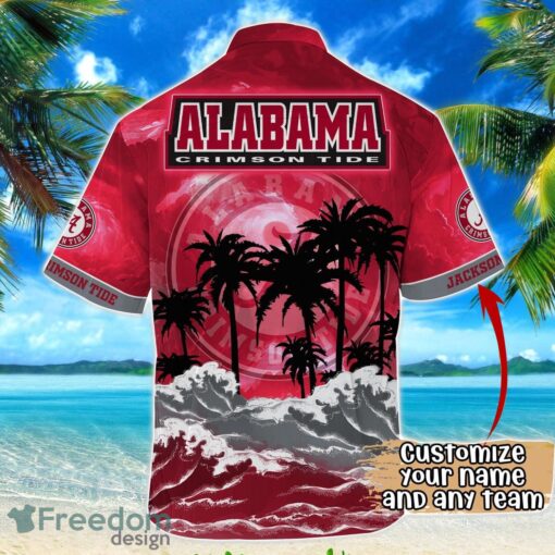 Alabama Crimson Tide NCAA Hawaiian Shirt Coconut Tree Waves Beach Hawaii Shirt Custom Name For Fans Product Photo 3