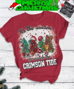 Alabama Crimson Tide Tis The Season To Watch The Crimson Tide Big Al Roll Tide Christmas Fleece Pajama Set All Over Print Christmas Gift - 310724-121918