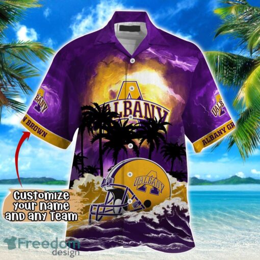 Albany Great Danes NCAA Hawaiian Shirt Coconut Tree Waves Beach Hawaii Shirt Custom Name For Fans Product Photo 2