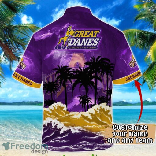 Albany Great Danes NCAA Hawaiian Shirt Coconut Tree Waves Beach Hawaii Shirt Custom Name For Fans Product Photo 3