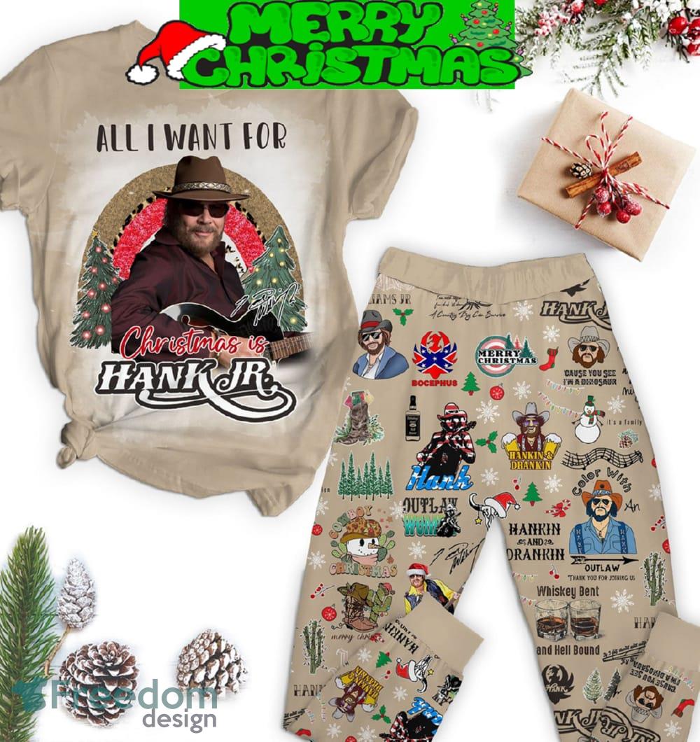 All I Want For Christmas Is Hank JR Fleece Pajamas Set All Over Print Christmas Gift - All I Want For Christmas Is Hank JR Fleece Pajamas Set-1