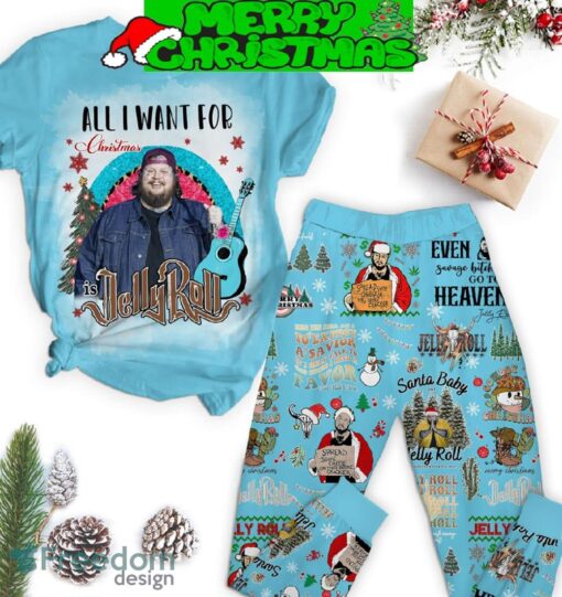 All I Want For Christmas Is Jelly Roll Fleece Pajamas Set Gift Family - All I Want For Christmas Is Jelly Roll Fleece Pajamas Set-1