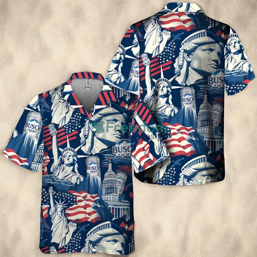 American Liberties Holding Busch Light Tropical Aloha Hawaiian Shirt image American Liberties Holding Busch Light Tropical Aloha Hawaiian Shirt Product Photo 1