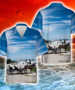 Amish Horse and Buggy In Adams County, Ohio Hawaiian Shirt Amish Horse and Buggy In Adams County, Ohio Hawaiian Shirt