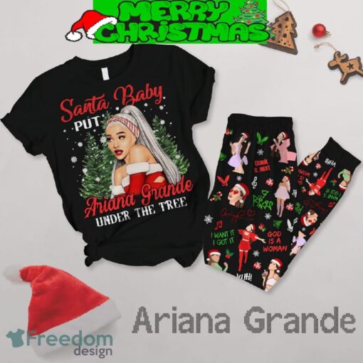 Ariana Grande Under The Tree Santa Baby Christmas Fleece Pajamas Set Men Women For Fans - Ariana Grande Under The Tree Santa Baby Christmas Fleece Pajamas Set-1