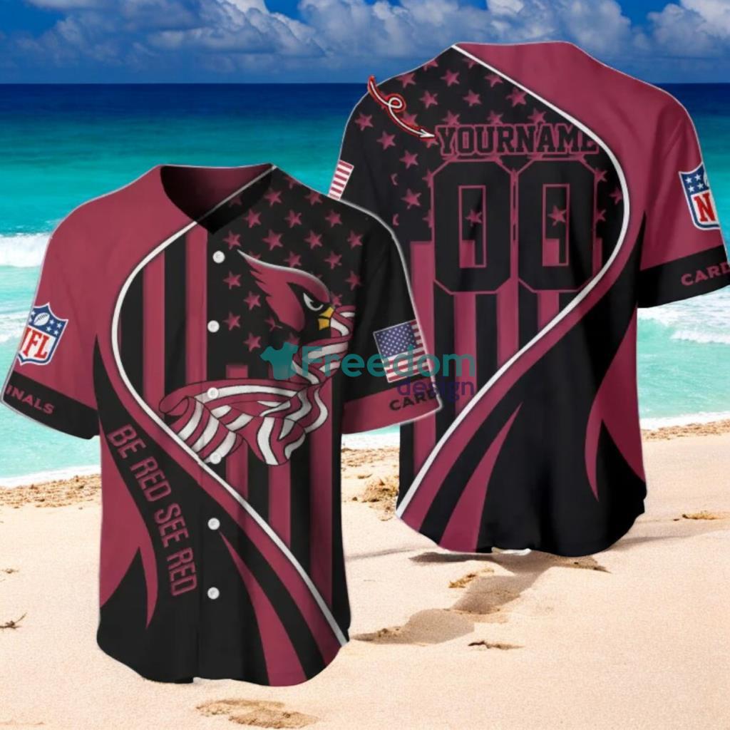 Arizona Cardinals Custom Name And Number Slogan Baseball Jersey Shirt image Arizona Cardinals Custom Name And Number Slogan Baseball Jersey Shirt Product Photo 1