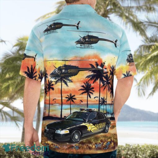 Arizona Maricopa County Sheriffs Department Bell OH-58C Kiowa (206A-1) & Patrol Car 3D Summer Aloha Hawaiian Shirt Product Photo 2