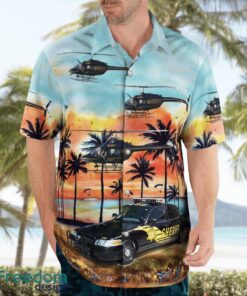 Arizona Maricopa County Sheriffs Department Bell OH-58C Kiowa (206A-1) & Patrol Car 3D Summer Aloha Hawaiian Shirt Product Photo 3