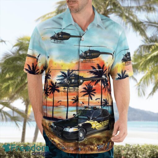 Arizona Maricopa County Sheriffs Department Bell OH-58C Kiowa (206A-1) & Patrol Car 3D Summer Aloha Hawaiian Shirt Product Photo 3