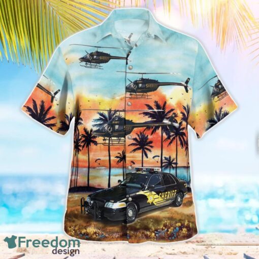 Arizona Maricopa County Sheriffs Department Bell OH-58C Kiowa (206A-1) & Patrol Car 3D Summer Aloha Hawaiian Shirt Product Photo 4