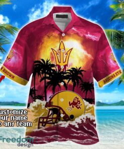 Arizona State Sun Devils NCAA Hawaiian Shirt Coconut Tree Waves Beach Hawaii Shirt Custom Name For Fans Product Photo 2