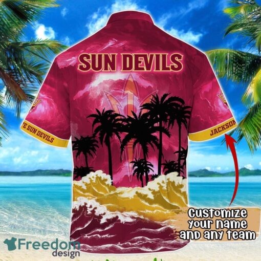 Arizona State Sun Devils NCAA Hawaiian Shirt Coconut Tree Waves Beach Hawaii Shirt Custom Name For Fans Product Photo 3