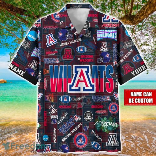 Arizona Wildcats Logo Hawaiian Shirt For Fans Trending Beach Shirt Custom Name Product Photo 1