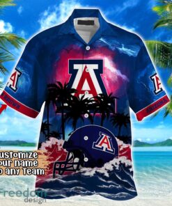 Arizona Wildcats NCAA Hawaiian Shirt Coconut Tree Waves Beach Hawaii Shirt Custom Name For Fans Product Photo 2