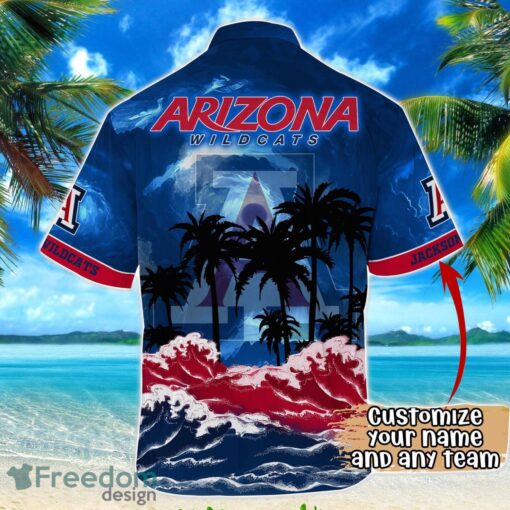 Arizona Wildcats NCAA Hawaiian Shirt Coconut Tree Waves Beach Hawaii Shirt Custom Name For Fans Product Photo 3