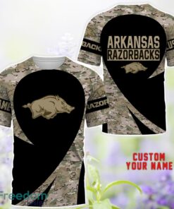 Arkansas Razorbacks AOP Hoodie T-Shirt Sweatshirt Camo Pattern Veteran Custom Name Gift For Father's day Product Photo 2