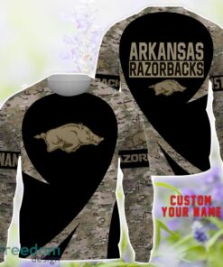 Arkansas Razorbacks AOP Hoodie T-Shirt Sweatshirt Camo Pattern Veteran Custom Name Gift For Father's day Product Photo 3