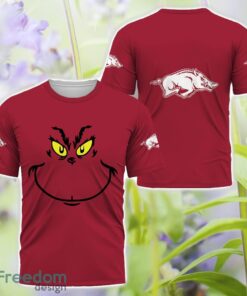 Arkansas Razorbacks Grinch Face All Over Printed 3D T-Shirt Sweatshirt Hoodie Product Photo 3