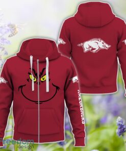 Arkansas Razorbacks Grinch Face All Over Printed 3D T-Shirt Sweatshirt Hoodie Product Photo 4