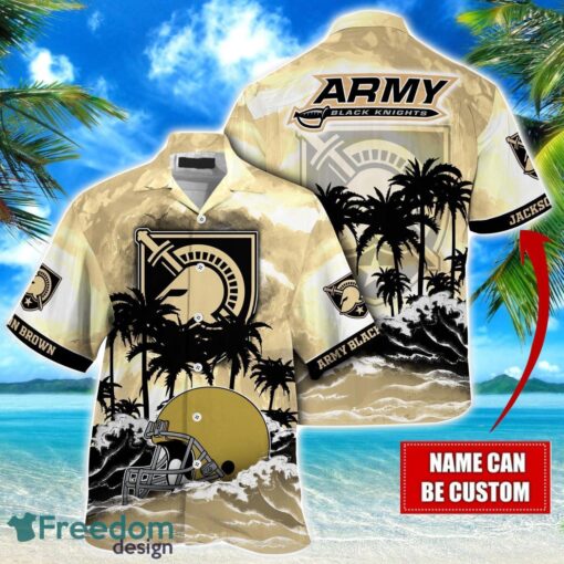 Army Black Knights NCAA Hawaiian Shirt Coconut Tree Waves Beach Hawaii Shirt Custom Name For Fans Product Photo 1