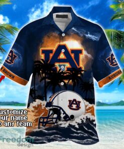 Auburn Tigers NCAA Hawaiian Shirt Coconut Tree Waves Beach Hawaii Shirt Custom Name For Fans Product Photo 2