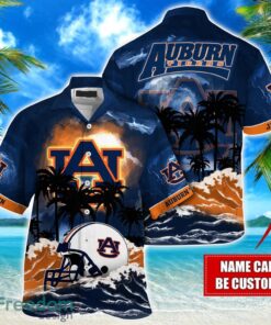 Auburn Tigers NCAA Hawaiian Shirt Coconut Tree Waves Beach Hawaii Shirt Custom Name For Fans