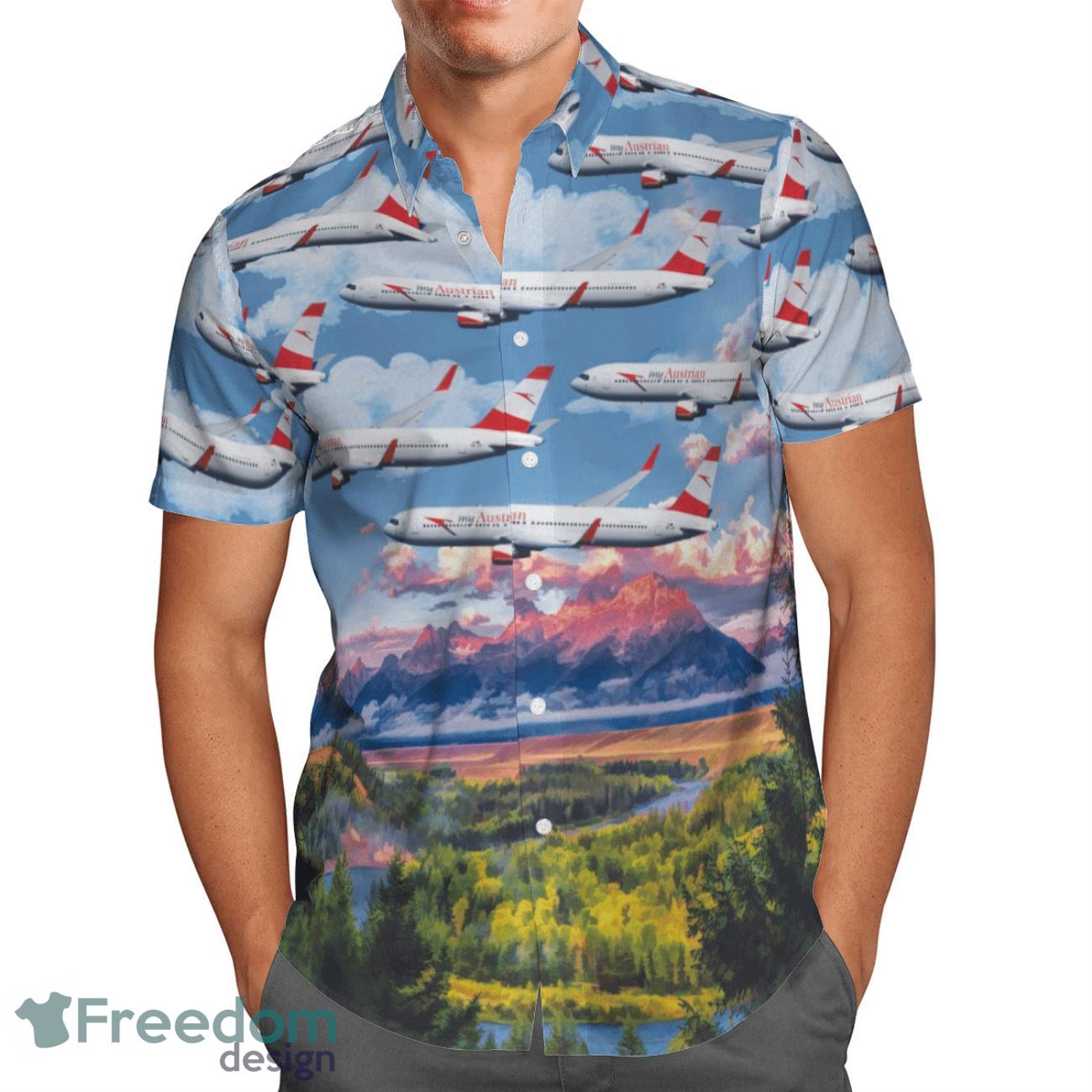 Austrian Airlines Boeing 767 31AER Hawaiian Shirt Gift For Summer Vacation image Austrian Airlines Boeing 767-31AER Hawaiian Shirt Gift For Summer Vacation Product Photo 2