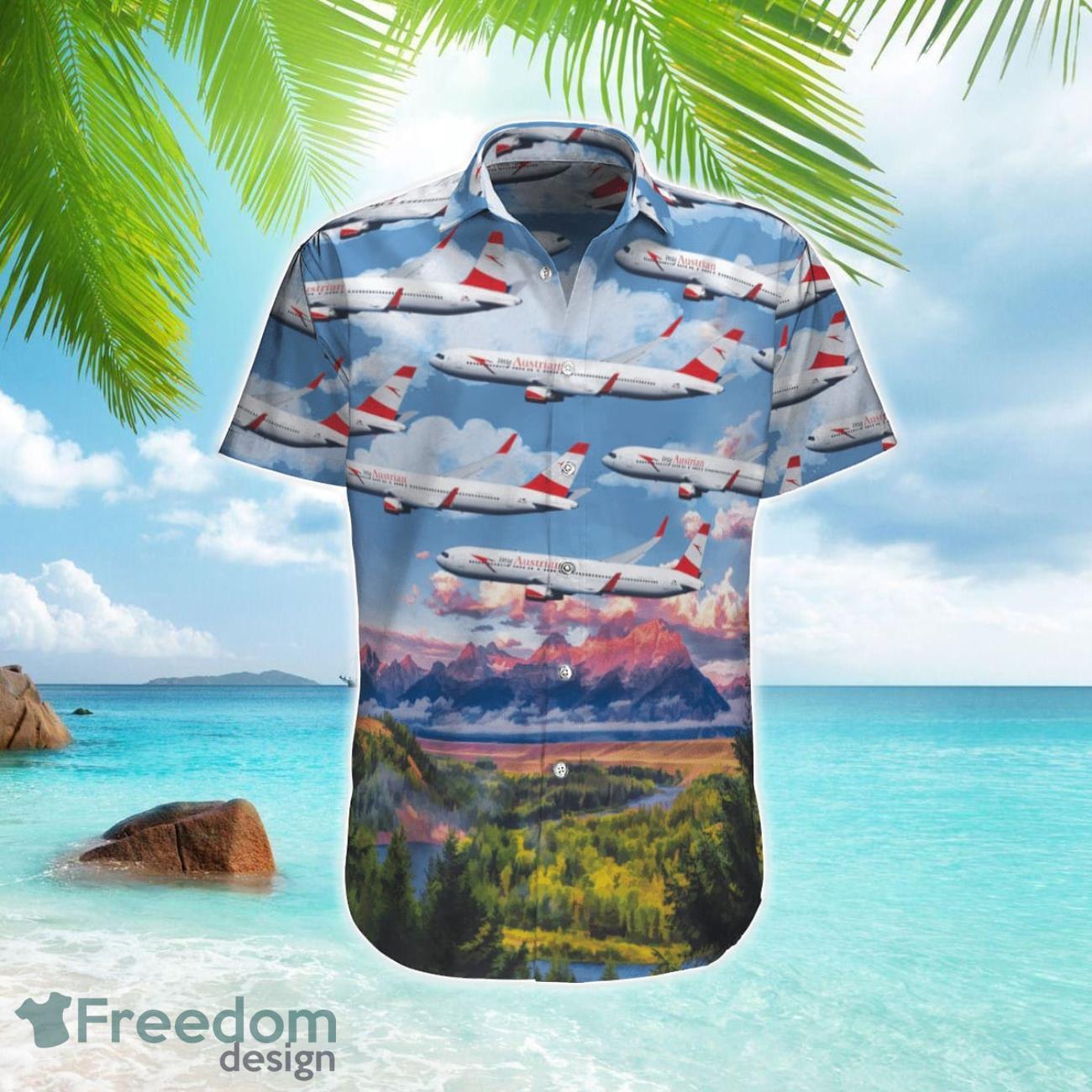 Austrian Airlines Boeing 767 31AER Hawaiian Shirt Gift For Summer Vacation image Austrian Airlines Boeing 767-31AER Hawaiian Shirt Gift For Summer Vacation Product Photo 1
