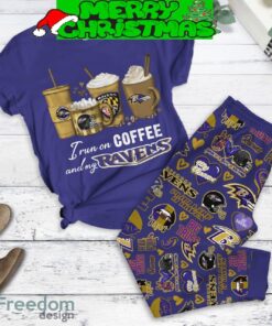 Baltimore Ravens Run On Coffee Fan Fleece Pajamas Set Purple For Women Gift Christmas - Baltimore Ravens Run On Coffee Fan Fleece Pajamas Set Purple-1