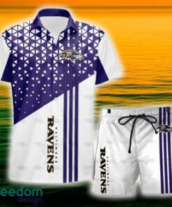 Baltimore Ravens Triangle Abstract Pattern Hawaii Shirt and Shorts Summer For Beach Fans Baltimore Ravens Triangle Abstract Pattern Hawaii Shirt and Shorts Summer For Beach Fans