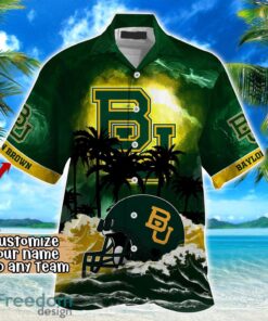 Baylor Bears NCAA Hawaiian Shirt Coconut Tree Waves Beach Hawaii Shirt Custom Name For Fans Product Photo 2