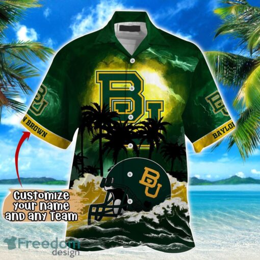 Baylor Bears NCAA Hawaiian Shirt Coconut Tree Waves Beach Hawaii Shirt Custom Name For Fans Product Photo 2