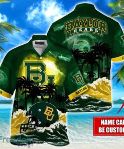 Baylor Bears NCAA Hawaiian Shirt Coconut Tree Waves Beach Hawaii Shirt Custom Name For Fans