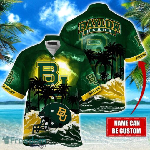 Baylor Bears NCAA Hawaiian Shirt Coconut Tree Waves Beach Hawaii Shirt Custom Name For Fans Product Photo 1