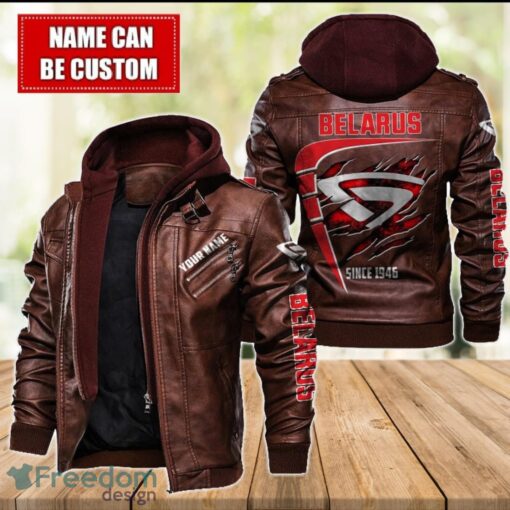 Belarus 2D Leather Jacket For Men Custom Name Special Gift Ideas Product Photo 2