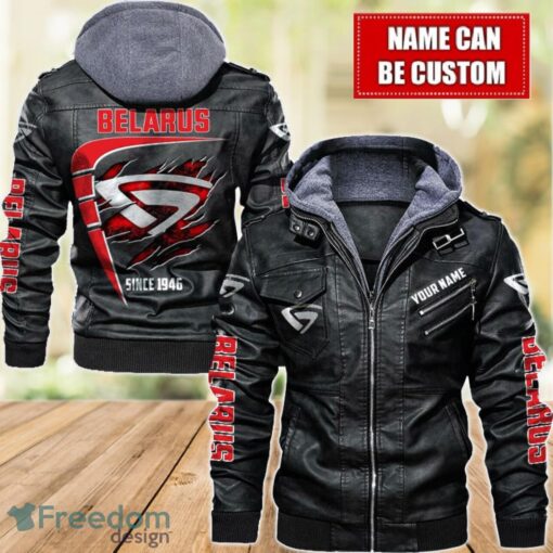 Belarus 2D Leather Jacket For Men Custom Name Special Gift Ideas Product Photo 1