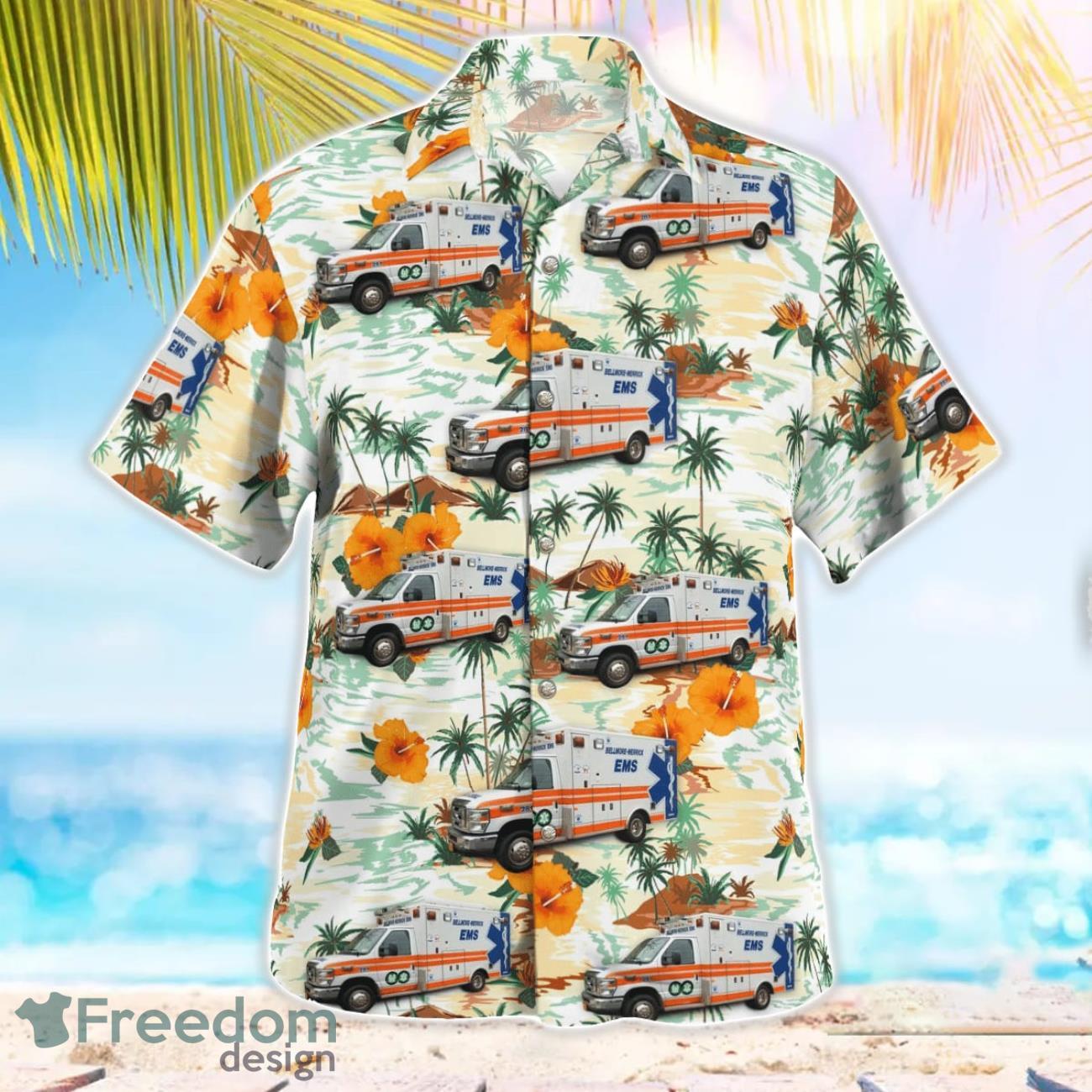 Bellmore Merrick EMS Beach Hawaiian Shirt Summer Gift image Bellmore-Merrick EMS Beach Hawaiian Shirt Summer Gift Product Photo 3